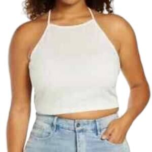 BP Ribbed Crop Halter Top White Size 2X NWOT